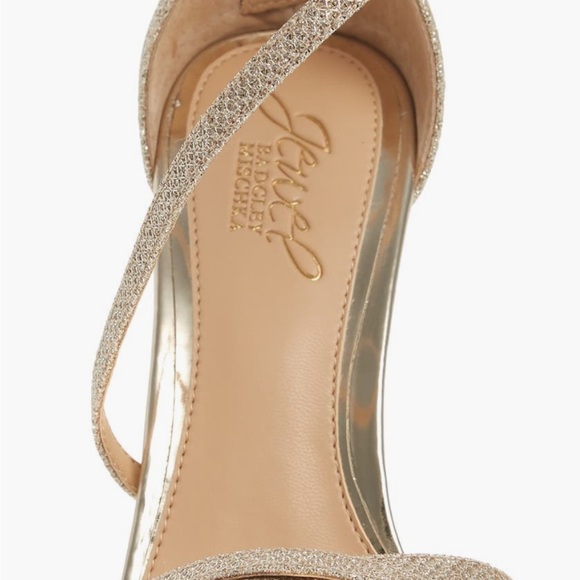 Badgley Mischka Galen Platform Elegant Gold Glitter Strappy Heels Size 8.5 - Picture 4 of 7